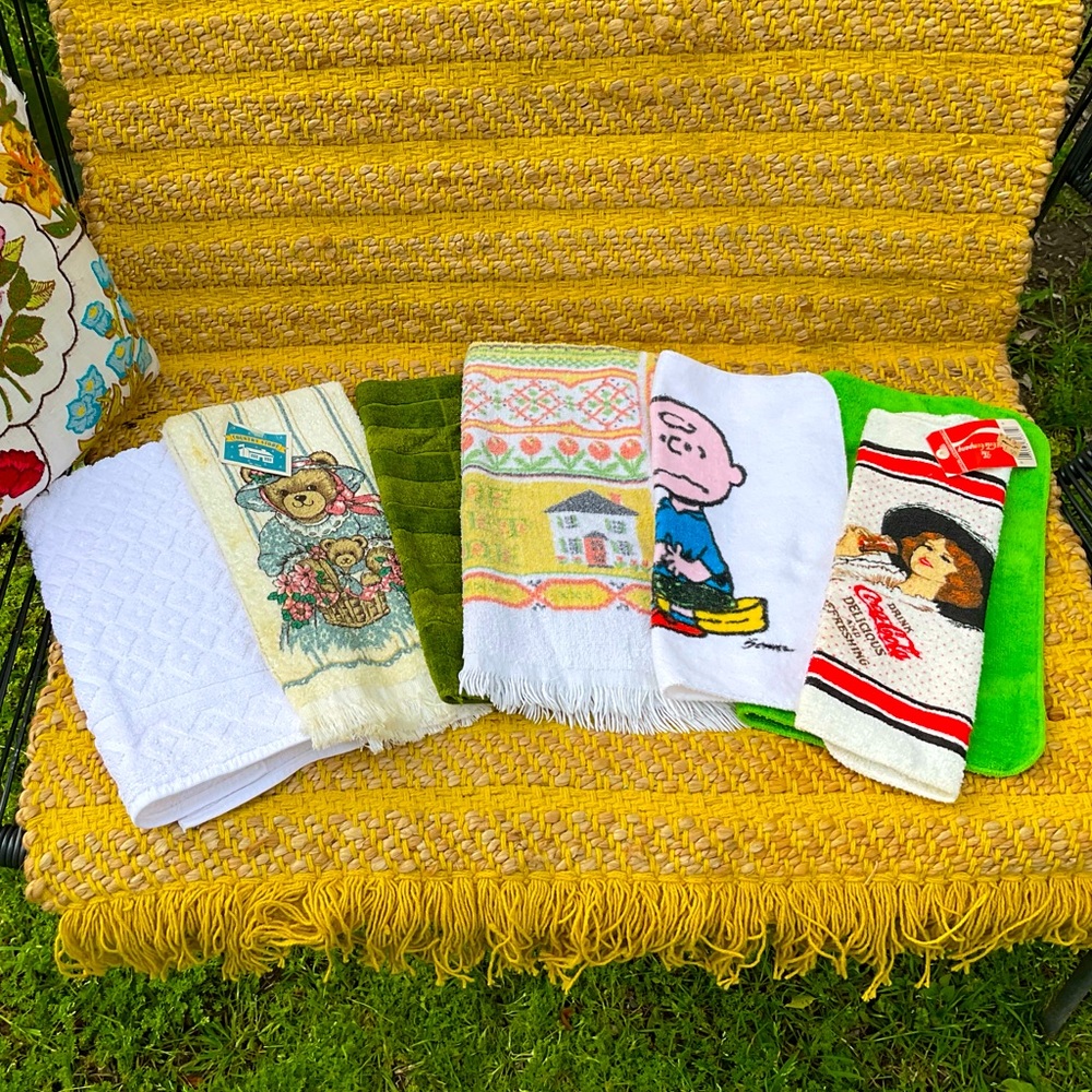 Lot of 7 mixed VTG 80s Dish Kitchen Hand Towels Washcloth various